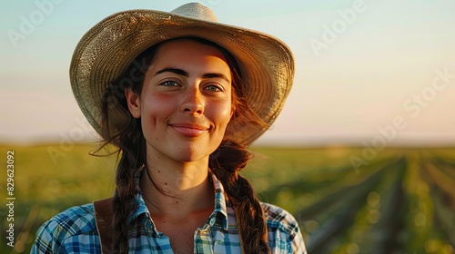 Woman portrait in a hat on the field. Selective focus. © Яна Ерік Татевосян