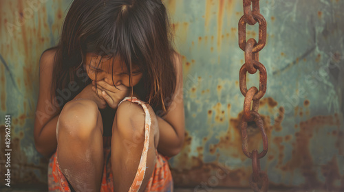 The child became a victim of human trafficking. June 4 - International Day of Innocent Children - Victims of Aggression. July 30 is the World Day Against Human Trafficking. photo