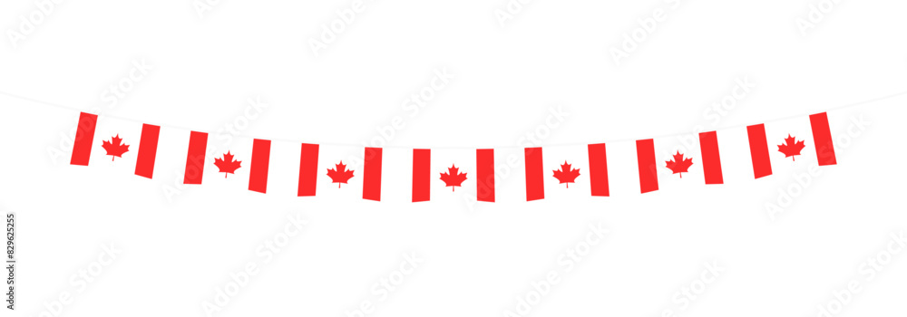 Canada day. Canada day flag decoration. Triangle pennant chain and confetti for Canada day celebration decoration. Canada day. Canada day flag decoration. Triangle pennant chain and confetti for Canada day celebration decoration.