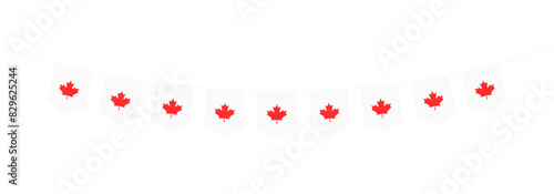 Canada day. Canada day flag decoration. Triangle pennant chain and confetti for Canada day celebration decoration.