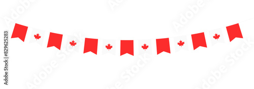 Canada day. Canada day flag decoration. Triangle pennant chain and confetti for Canada day celebration decoration.