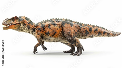 Majestic Carnotaurus Dinosaur in Profile on White Studio Background