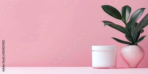 cosmetology, face care product, minimalism, photo of stock, place of the text pink color, mockup template