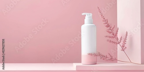 cosmetology, face care product, minimalism, photo of stock, place of the text pink color, mockup template