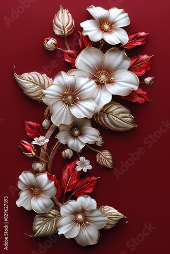 Red and White Flower on a Red Background