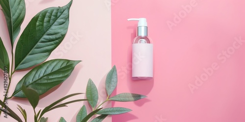 cosmetology, face care product, minimalism, photo of stock, place of the text pink color, mockup template