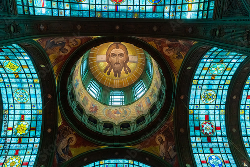 March 23, 2024. Russia. Moscow oblast. The inner vault of the Main Temple of the Armed Forces of the Russian Federation.
