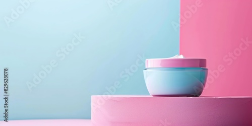 cosmetology, face care product, minimalism, photo of stock, place of the text, blue color, mockup