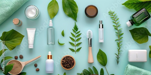 cosmetology, face care product, minimalism, photo of stock, place of the text, blue color, mockup