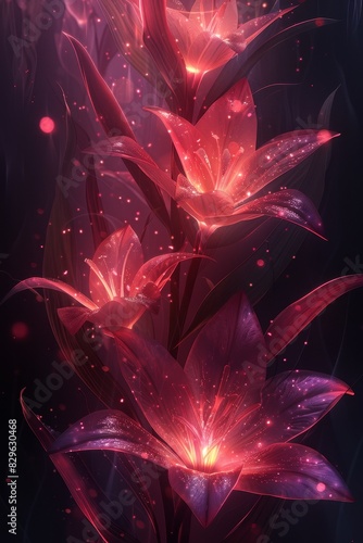 Pink Flowers Arrangement on Black Background