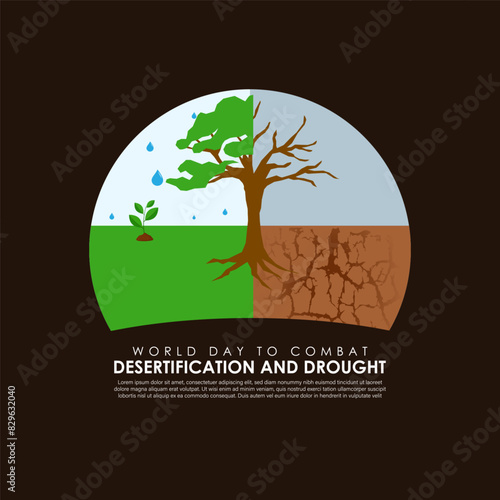 Vector illustration of World Day to Combat Desertification and Drought social media feed template