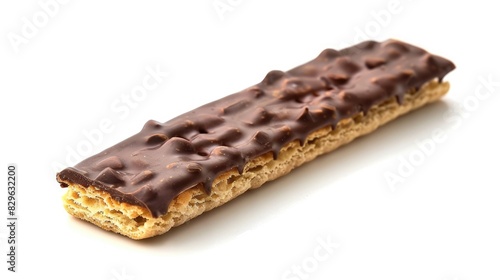 Chocolate cream filled biscuit stick on a white background