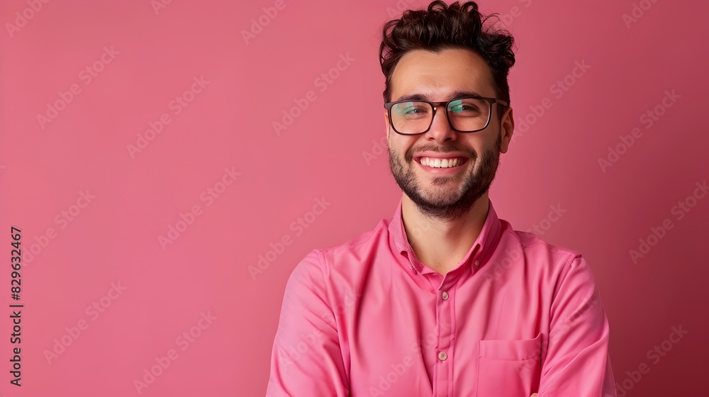 Obraz premium Young Management Consultant Exuding Joy while Productively Working on Laptop