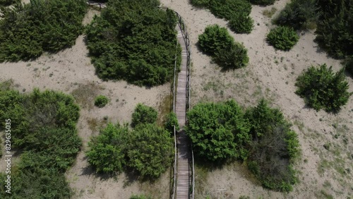 Aerial View of Dunes on Beach near Sea 4K