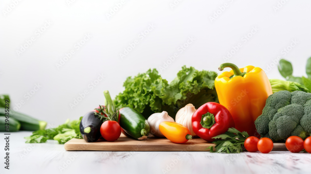 top view fresh vegetable on white background top view fresh vegetable on white background