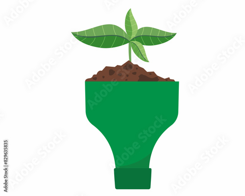 reuse plastic bottles for planting green plant growing inside a water bottle stop plastic waste vector illustration