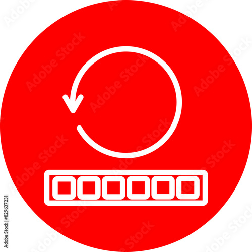 Complete Line White Circle Red Icon Design