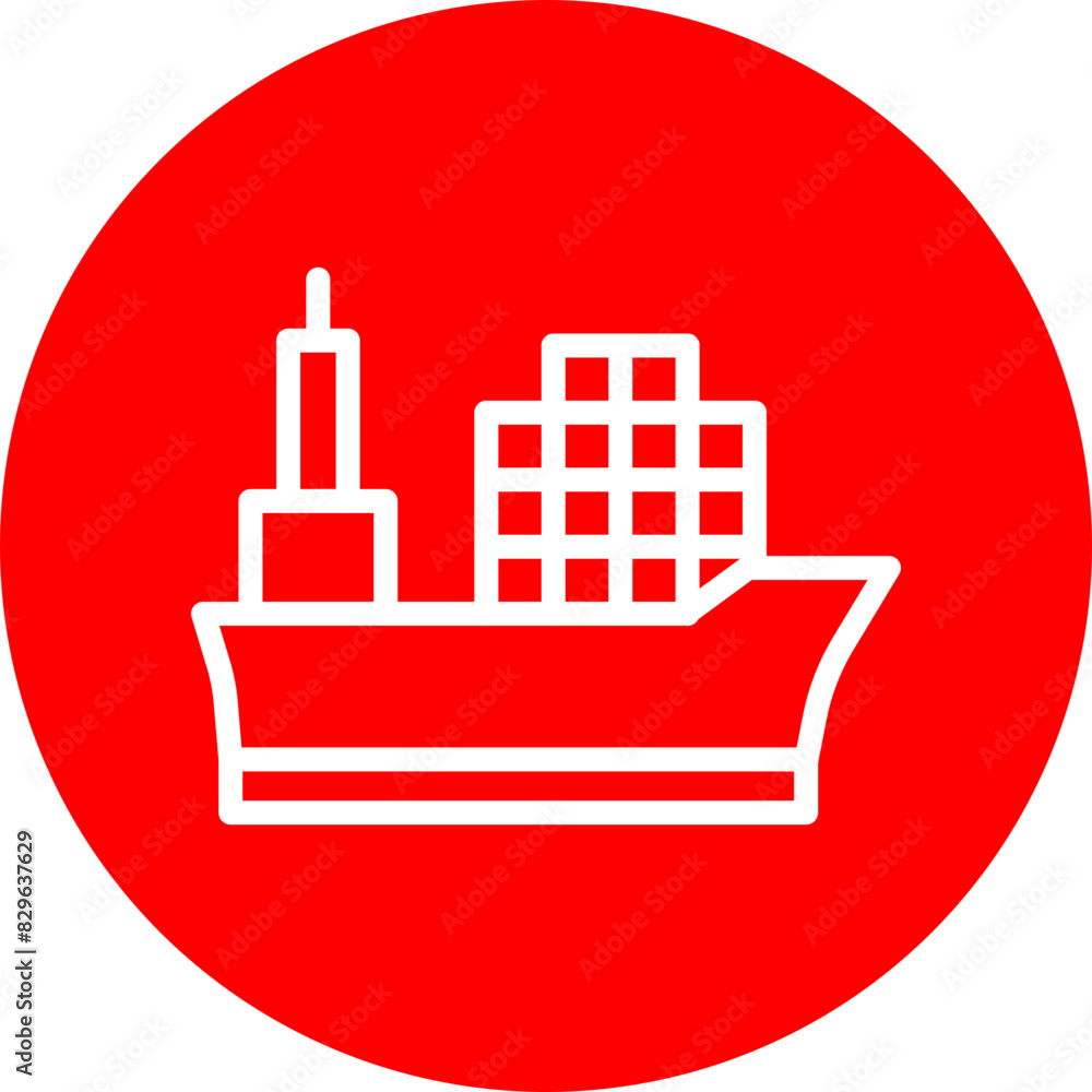Cargo Ship Line White Circle Red Icon Design Cargo Ship Line White Circle Red Icon Design