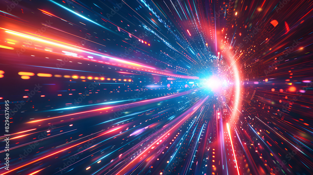 Fototapeta premium Future technology line background and light effects, abstract future technology concept design scene illustration