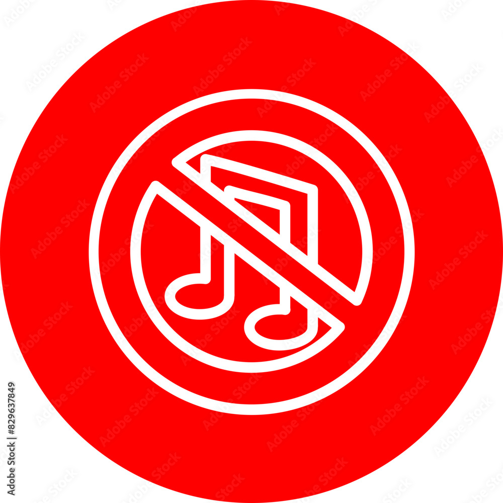 No songs Line White Circle Red Icon Design No songs Line White Circle Red Icon Design
