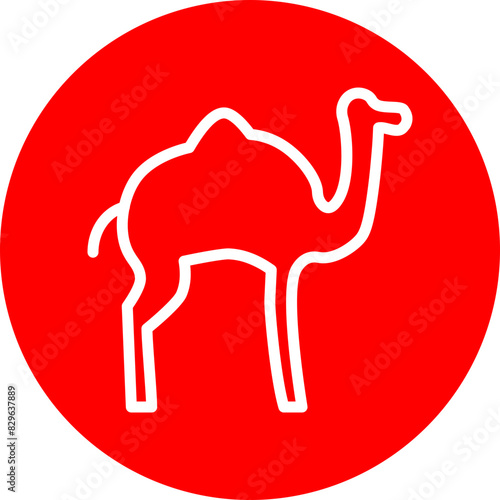 camel Line White Circle Red Icon Design