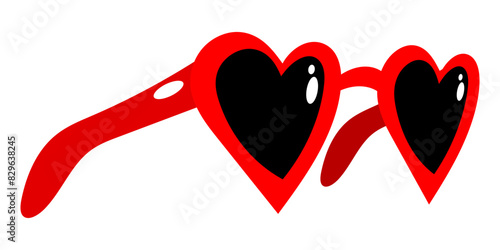 Red heart sunglasses icon. Trendy glasses illustration. Vector isolated on white background.