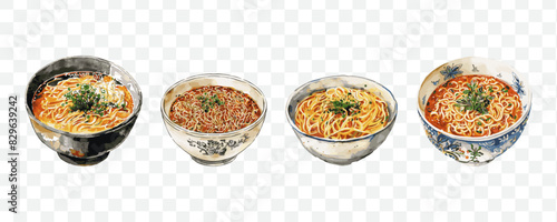 Noodle watercolor transparent isolated vector
