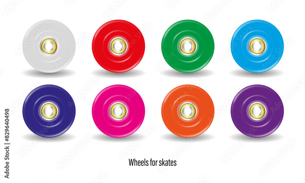 Wheels of diferent colours for skates, skateboards, scooters Wheels of diferent colours for skates, skateboards, scooters
