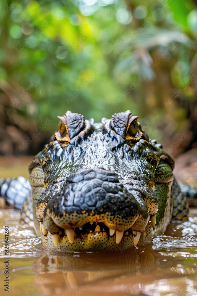 Obraz premium Large crocodile in the water. Selective focus.