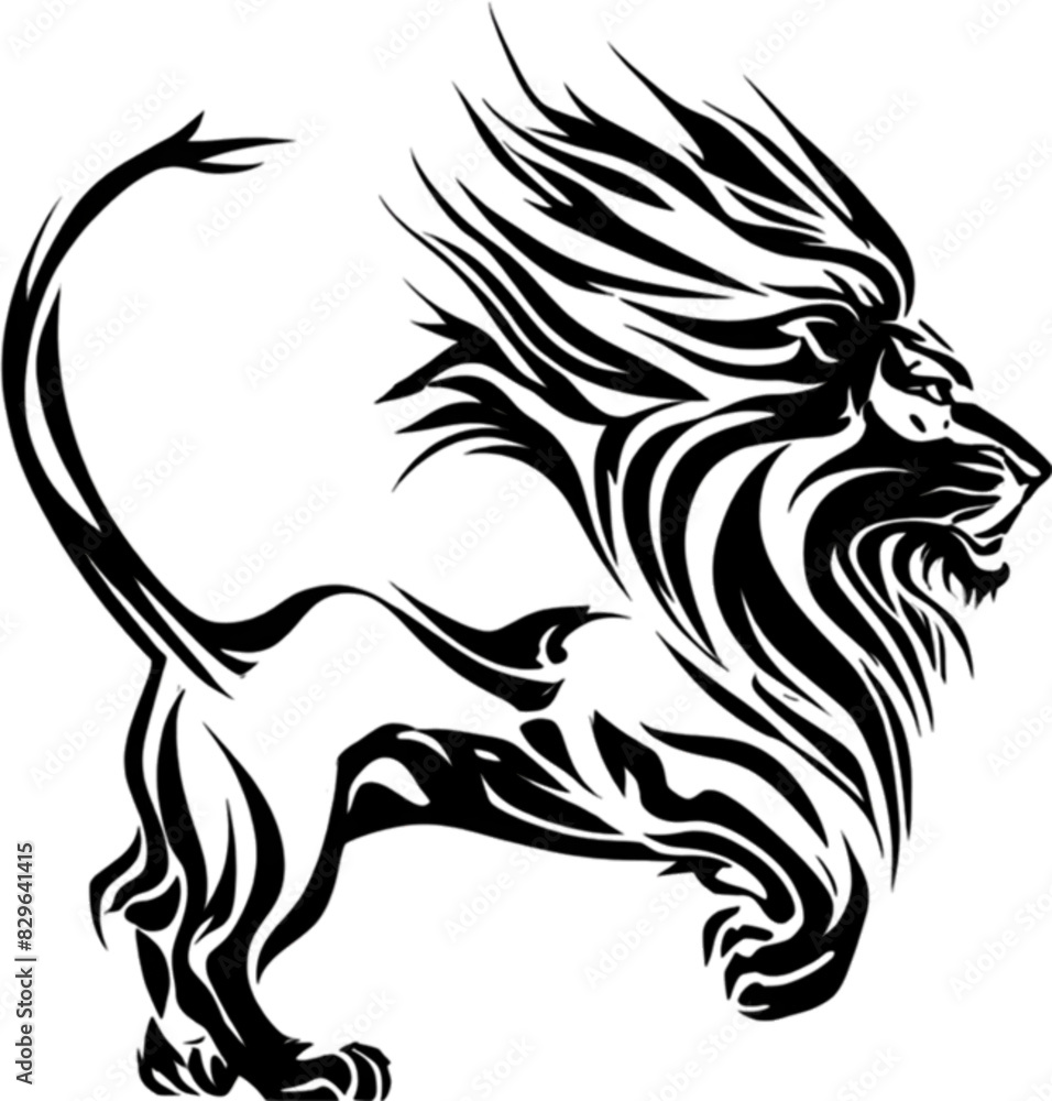 Majestic black and white stencil lion, A powerful and elegant design. Majestic black and white stencil lion, A powerful and elegant design.