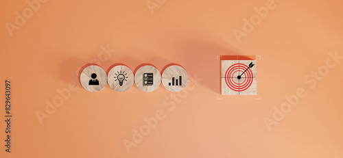 success target background. step of success target to the arrow board. arrow hit on middle board . target and success symbol.