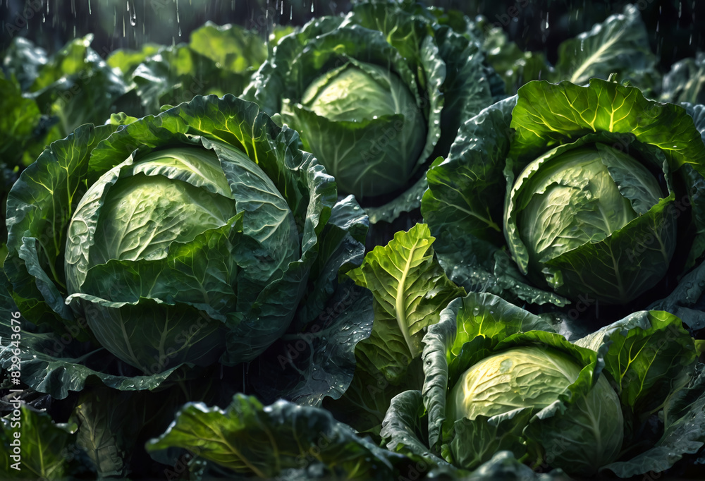 Obraz premium Green organic cabbage. Generative AI