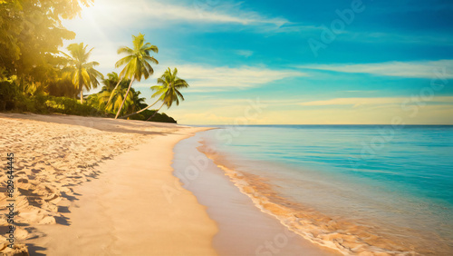 summer beach: A stunning, serene image of a pristine summer beach, devoid of any human presence.