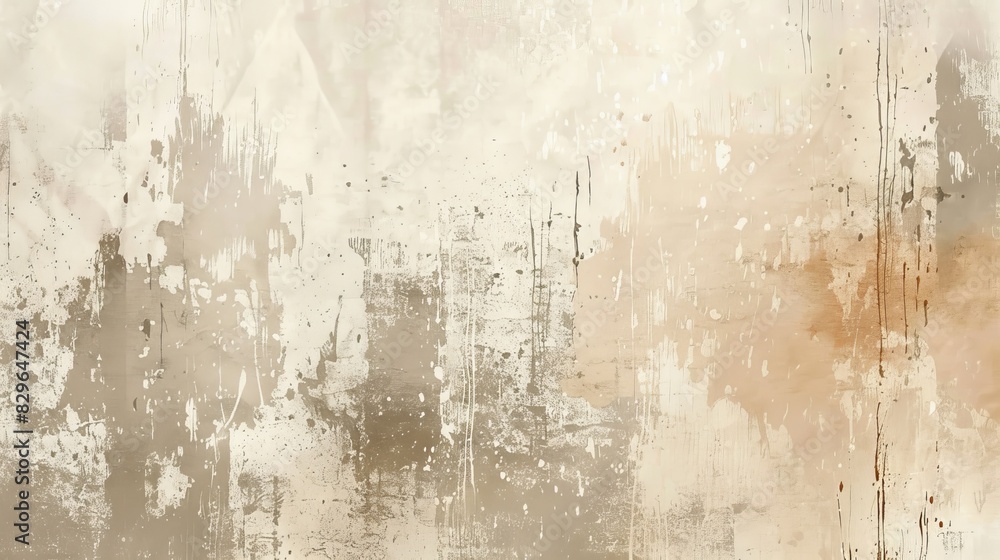 Beige background with weathered grunge details.