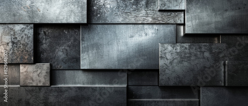 Seamless blend of silver metallic textures with black and grey shades for a sophisticated presentation backdrop.