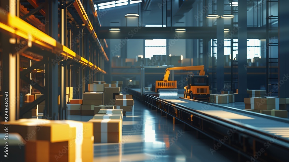High-Tech Modern Logistics Hub Interior with Automated Systems and Efficient Workflow High-Tech Modern Logistics Hub Interior with Automated Systems and Efficient Workflow
