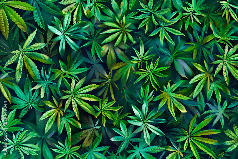 Marijuana leaves, creating a lush, green background Marijuana leaves, creating a lush, green background