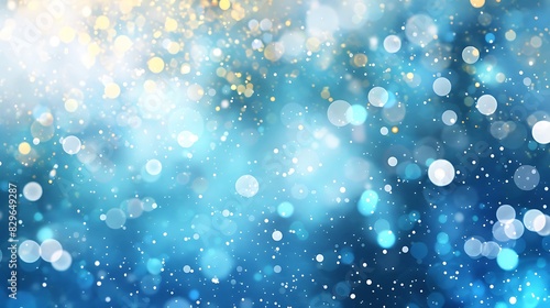 Blue and white abstract background with glitter and stars.