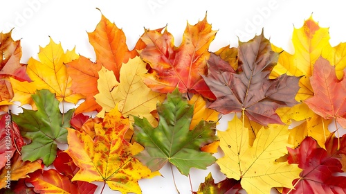 Colorful autumn leaves isolated on white background.