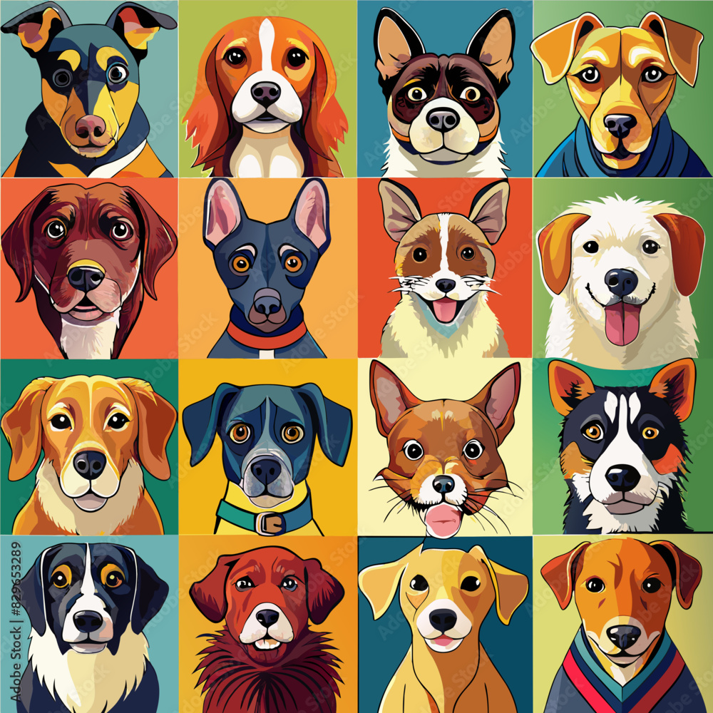 Dog Breeds Puppy Portrait Vector Illustration Dog Breeds Puppy Portrait Vector Illustration