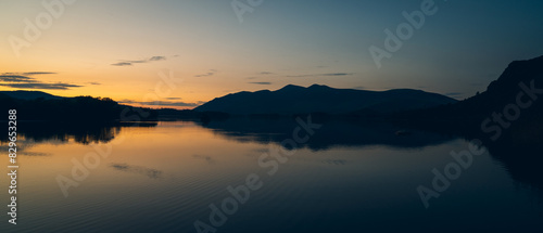 Sunset at Derwentwater over Skiddaw