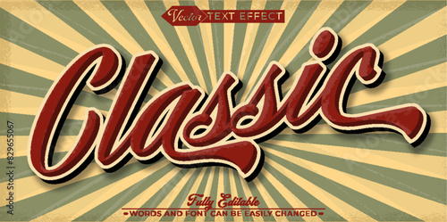 Oldest Classic Retro Vintage Red Vector Editable Text Effect Template
