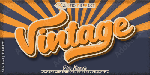 Oldschool Orange Vintage Retro Stale Vector Editable Text Effect Template