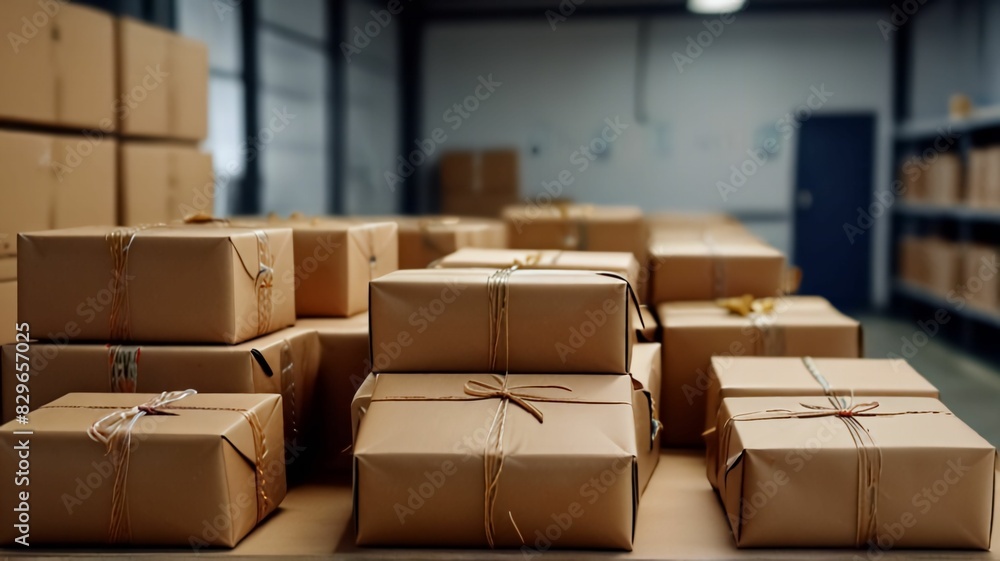 Lots of postal packages wrapped and prepared for delivery. Lots of postal packages wrapped and prepared for delivery.
