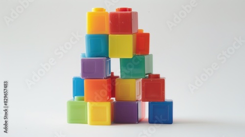 Building blocks made of plastic against a white backdrop