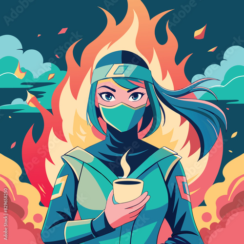 vector_ninja_girl_drink_coffee_00020.eps