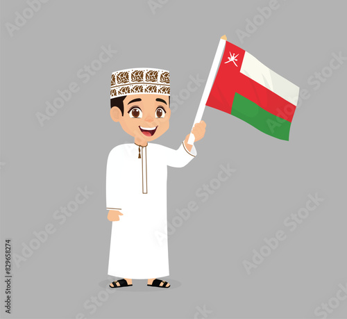 Omani boy holding flag of Oman