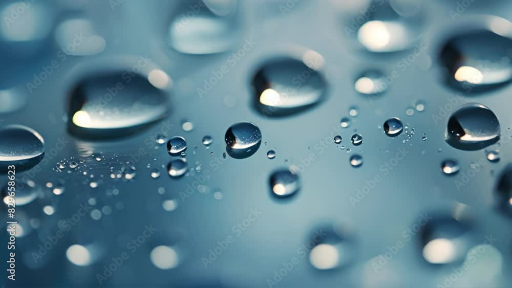 Authentic clear water drops fall from the sky on the glass Authentic clear water drops fall from the sky on the glass