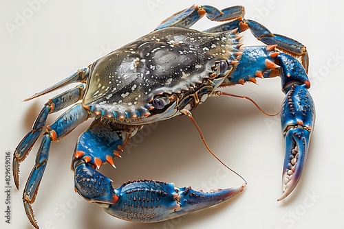 A blue crab on a white background  high quality  high resolution