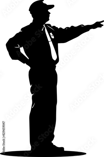 Silhouette of a Policeman Directing Traffic